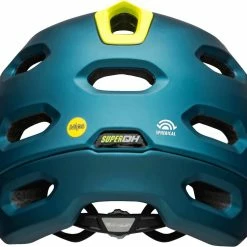 Bell Super DH Spherical MIPS Downhill-Helm - Mat/gloss Blue/hi Viz -Fahrradhelme mit Beleuchtung Verkäufe 210178049 Bell Super DH Spherical mountain helmet matte gloss blue hi viz no chinbar back
