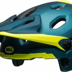 Bell Super DH Spherical MIPS Downhill-Helm - Mat/gloss Blue/hi Viz -Fahrradhelme mit Beleuchtung Verkäufe 210178049 Bell Super DH Spherical mountain helmet matte gloss blue hi viz no chinbar front left