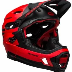 Bell Super DH Spherical MIPS Downhill-Helm - Mat/gloss Red Black Fasthouse -Fahrradhelme mit Beleuchtung Verkäufe 210178052 Bell Super DH Spherical mountain helmet fasthouse matte red black front right