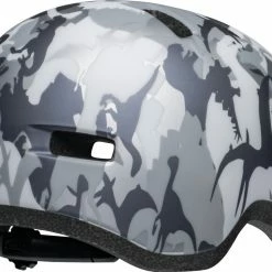 Bell Lil Ripper Kinder Fahrradhelm - Camosaurus -Fahrradhelme mit Beleuchtung Verkäufe 210208027 bell lil ripper camosaurus matte gray silver back right